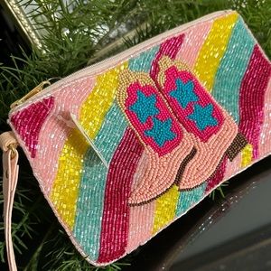 PINK BOOTS Seed Bead Wristlet